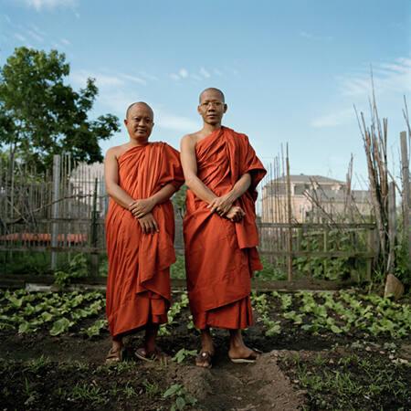 Venerable Chap and Venerable Kosal in the Garden