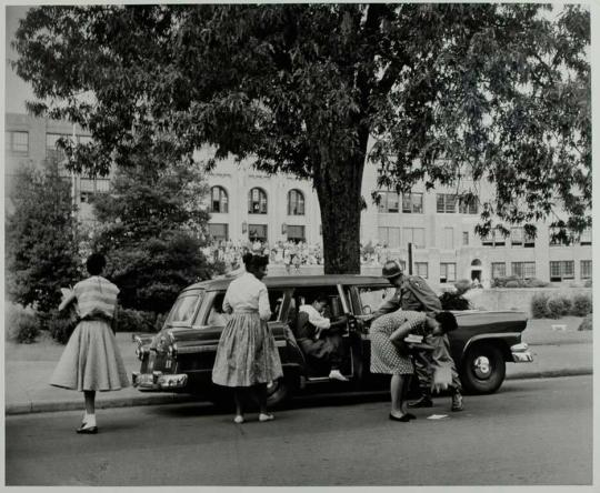 Little Rock Nine. The "Little Rock Nine's" first day of school. Little Rock, Arkansas.