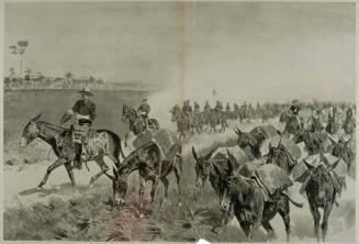 With The Regulars at Port Tampa, Florida - U.S. Calvary Passing an Army Pack-Train on The Road