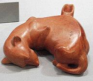 Sleeping Canine Effigy Vessel