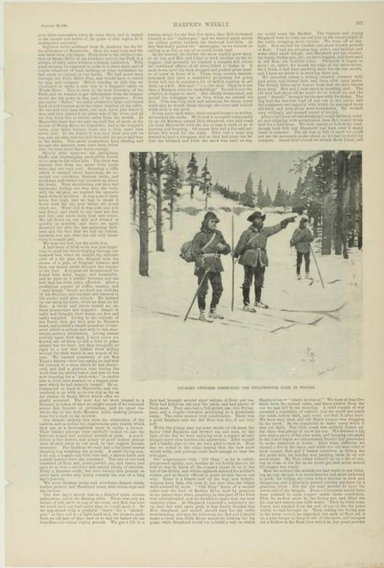 Calvary Officers Inspecting The Yellowstone Park in Winter, United States Calvaryman at One of The Soldier Stations in The Yellowstone Park