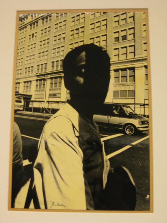 Untitled (woman on corner with eyes closed, DC)