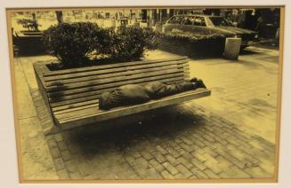 Untitled (man on bench with jacket over head, DC)