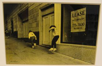 Untitled (girl jumping off window ledge, suspended in air, DC)