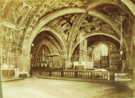 A view of the lower church of S. Francesco-the altar at the crossing.