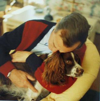 Former President Bush with Millie