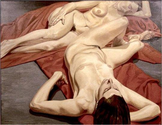 Two Nudes with Red Drape