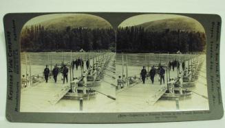 Inspecting a Pontoon Bridge in the French Section Nearing Completion