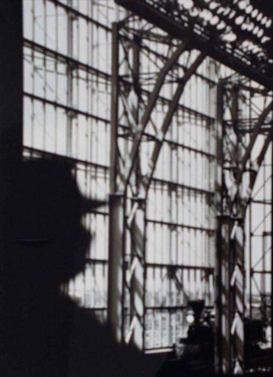 Locomotive and Baseball Fan in Silhouette, Former Union Station (now Enron Field), Houston TX