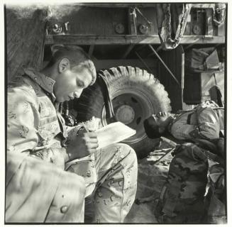 Writing Letter, Sleeping Soldier, Saudi Arabia