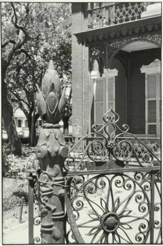 The J.M. Brown Residence, detail of front-gate post