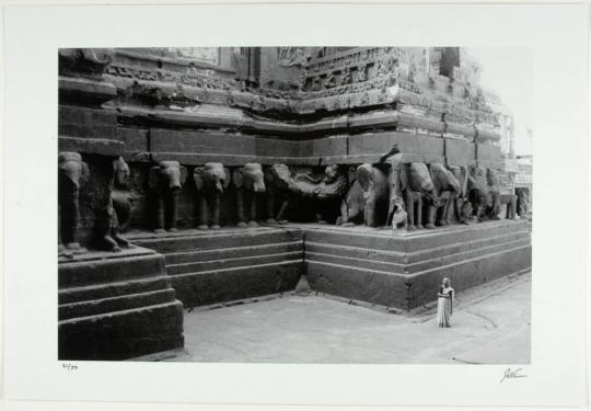 Woman at Carved Temple of  Ellora