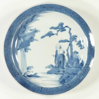 Dish with Li Bai and a Companion Viewing a Waterfall