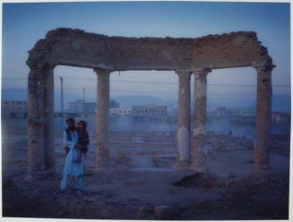 Jaw Aka Faizal Nahman and his daughter Nono from Bamiyan province, now living in an improvised plastic shelter in the ruined gardens of Darulaman Palace. Built in the 1920s to house an Afghan parliament, ‘Darul Aman’ translates as ‘abode of peace’.