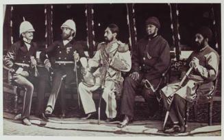 The Amir Yakub Khan, General Daod Shah, Habeebula Moustafi with Major Cavagnari C.S.I and Mr Jenkyns.