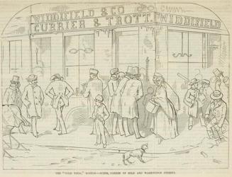 "The 'Cold Term', Boston--Scene, Corner of Milk and Washington Streets