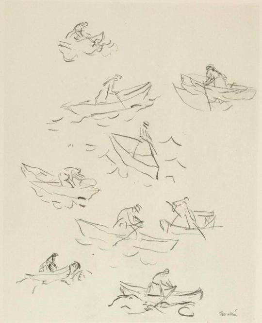 Fisherman in Boat, Nine Movements