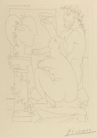 Sculpteur avec coupe et modèle accroupi