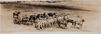 [men in military unifrom with horses "Army Drill Practice Hawaii 1928"]