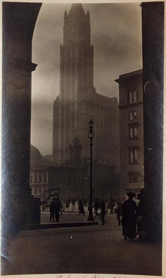 [view from street of Woolworth building "Woolworth BLDG. N.Y."]