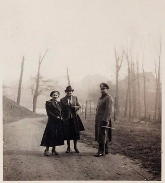 [two women and a man "Hilde her mother & Walter / April '38 - Germany"]