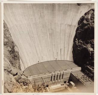 [view of Boulder Dam (now Hoover Dam) from above]