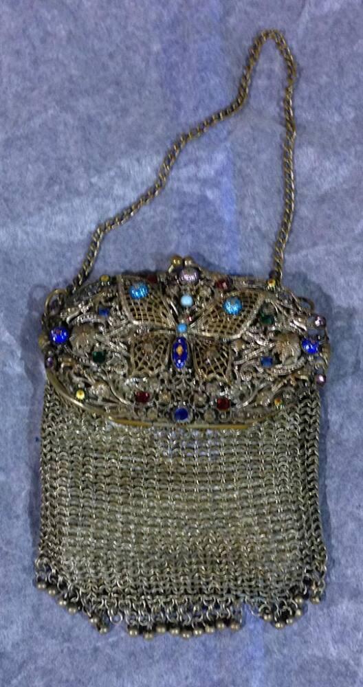 1920's Nickle plated Beaded Flapper Purse