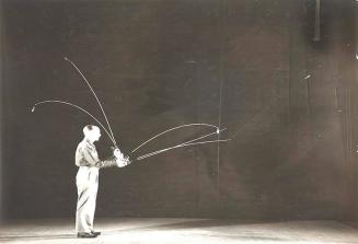 Stroboscopic Image of Man Demonstrating Arm and Wrist Action Used in Fly Casting