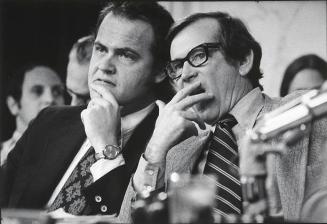 Senator Howard Baker and Minority Council Fred Thompson Listening to Proceedings During Watergate Hearings, Washington, DC