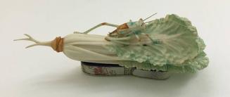 Study of Chinese Cabbage and Grasshopper on brocade Stand
