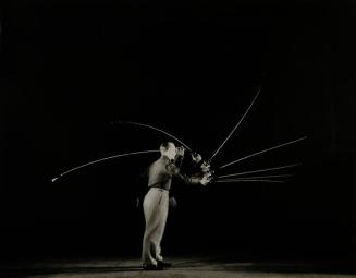 Stroboscopic Image of Man Demonstrating Arm and Wrist Action Used in Fly Casting
