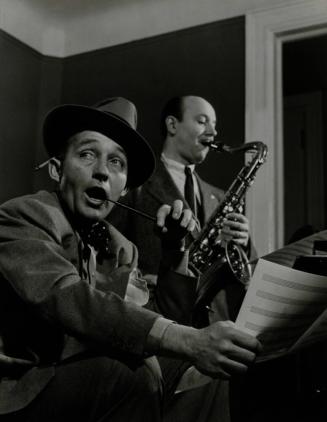 Bing Crosby Rehearsing with Saxophonist Bud Freeman at Eddie Condon's Apartment, NY