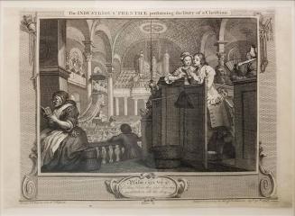 Industry and Idleness, Plate II:  The Industrious 'Prentice Performing the Duty of a Christian