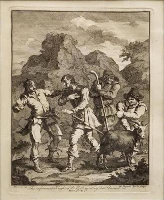 Illustration to Cervantes's Don Quixote: "The Unfortunate Knight of the Rock Meeting Don Quixote"