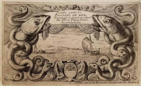 Plate I, Title page, from Seconde partie de Poissons de Mer