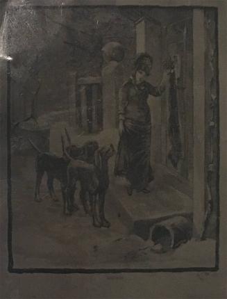 [Reproduction of Artwork of Woman and Three Dogs]