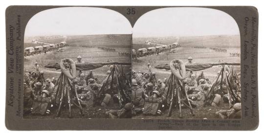 French Troops Resting after a Combat with "Fritz," - Back of the lines in the Verdun District