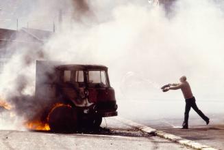 Truck hijacked by Catholic demonstrators during the hunger strike of Bobby Sands, Northern Ireland