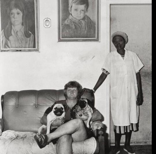 Portrait of Joan with her Pugs and Lillian