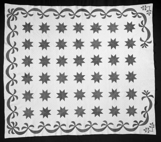 Star of Lemoyne Piecework and Surface-appliqué Quilt