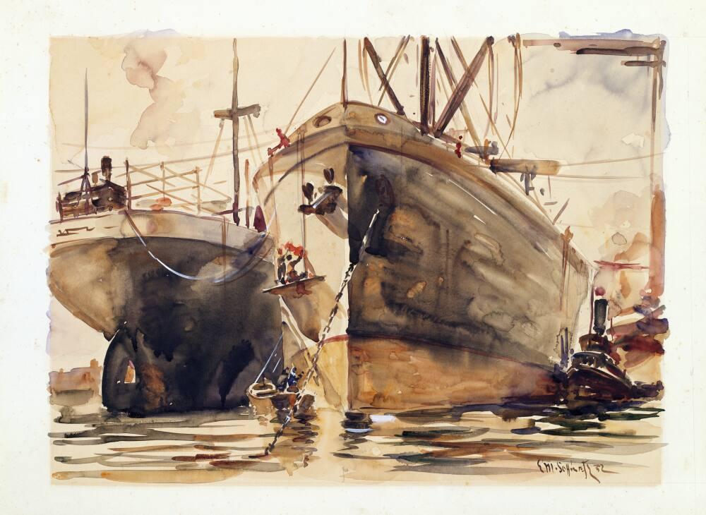 Line and Wash - PEN AND INK and WATERCOLOR - Old Boat 