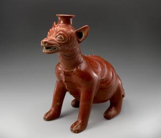 Seated Canine Effigy Vessel
