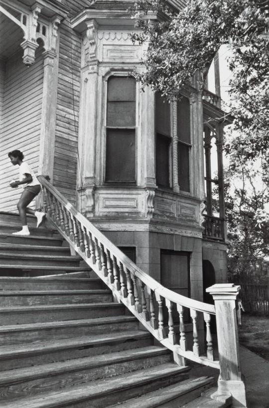 The Sawyer-Flood House, detail of bay window at front entry