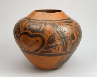 Jar (Olla) with Stylized Arrows, Feathers, and Hearts
