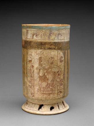 Pedestal Vase with Two Seated Figures