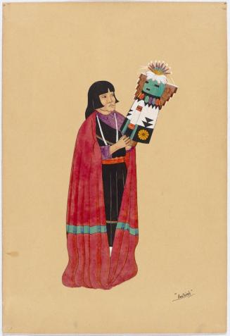 Woman Holding a Kachina Figure