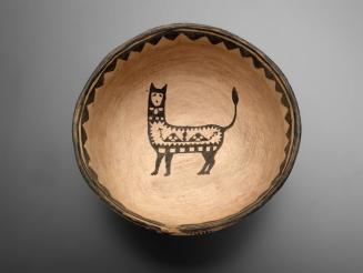 Bowl with Stylized Rain Clouds and Animal