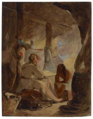 Robinson Crusoe and Friday in the Cave