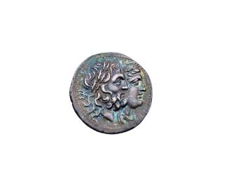 Victoriatus with Zeus and Dione on Obverse and Thunderbolt in Wreath with legend on Reverse
