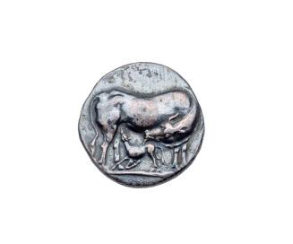Stater with Cow Suckling Calf on Obverse and Rooster with legend on Reverse